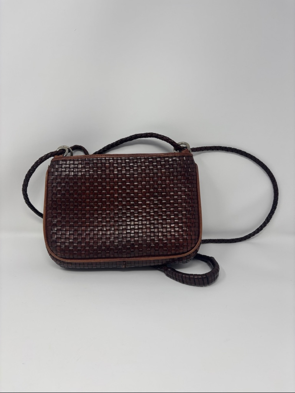 Woven Crossbody Shoulder Bag in Dark Brown Cole Haan - Picture 2 of 9